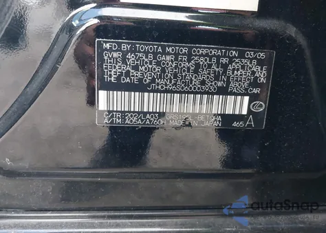 2006 Lexus Gs 300 from USA, damaged, VIN JTHCH96S060003930